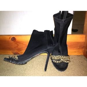 Heeled open toe ankle boots